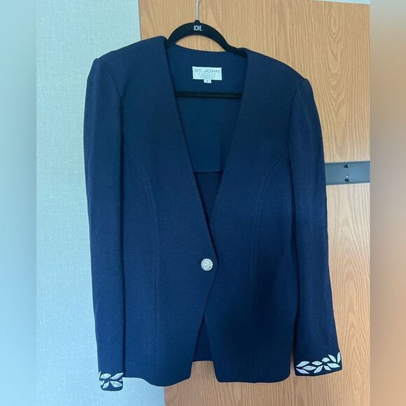 ST JOHN NAVY BLAZER JACKET - Picture 1 of 4